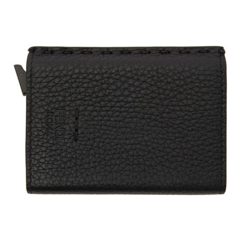 fendi black selleria slide-out card holder|fendi bifold card holder.